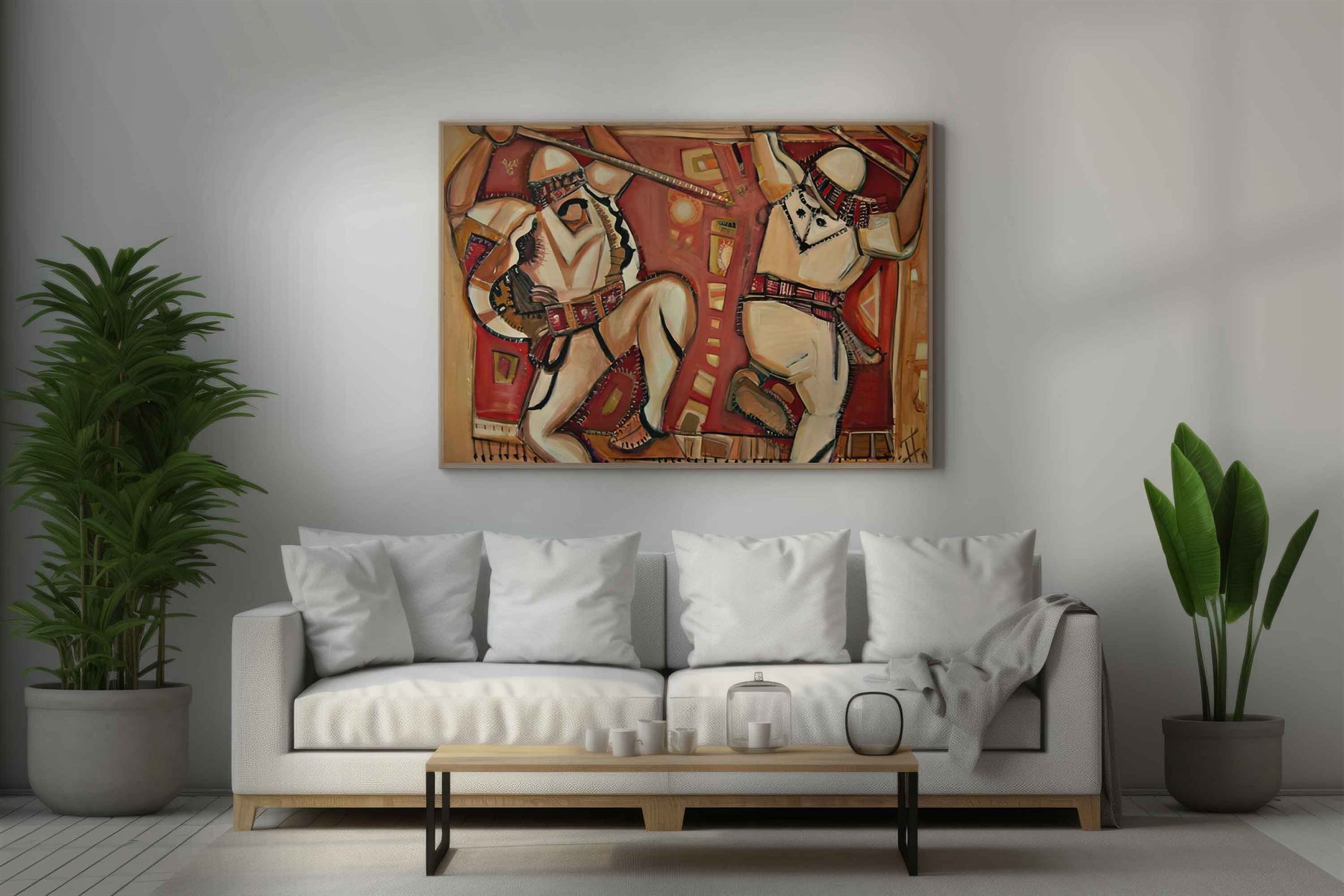 Vepër Illyr Art me valltarë shqiptarë në një ambient modern