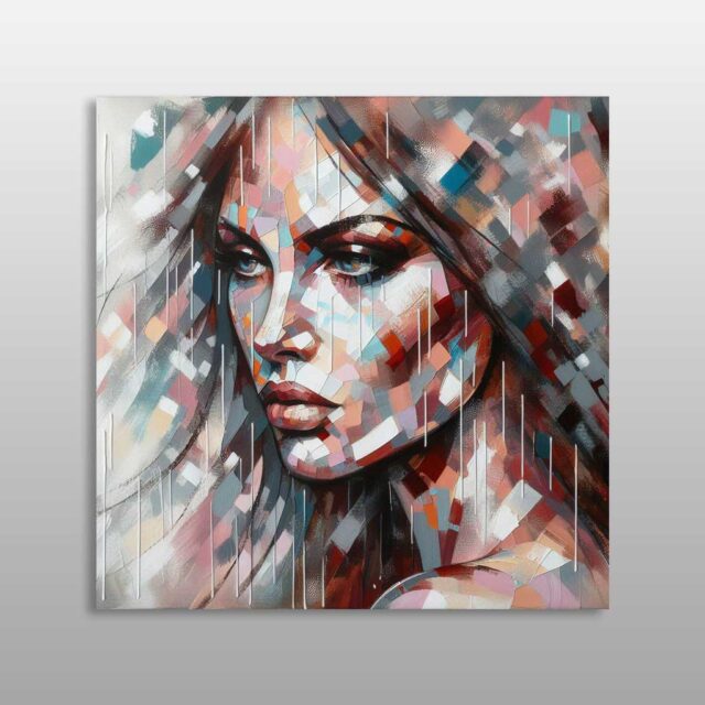 Portret modern femëror me forma gjeometrike shumëngjyrëshe