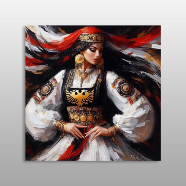 Grua shqiptare me përkrenare të artë dhe shqiponjë dykrenare