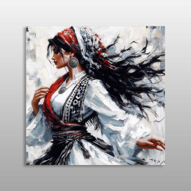 Grua ilire me shami kuqezi dhe veshje tradicionale shqiptare