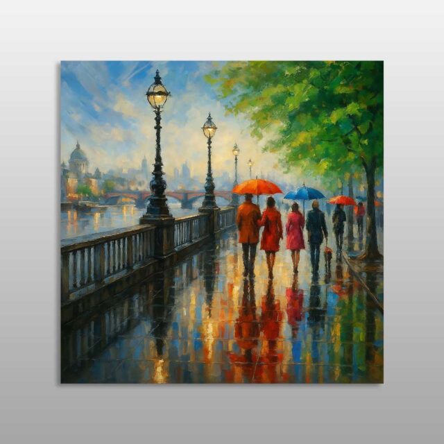 Shëtitës me çadra në Paris dhe reflektime mbi shëtitoren me shi